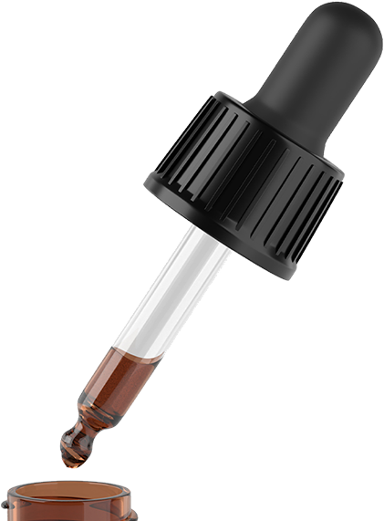 Glass dropper from a UK CBD Oils bottle, holding oil